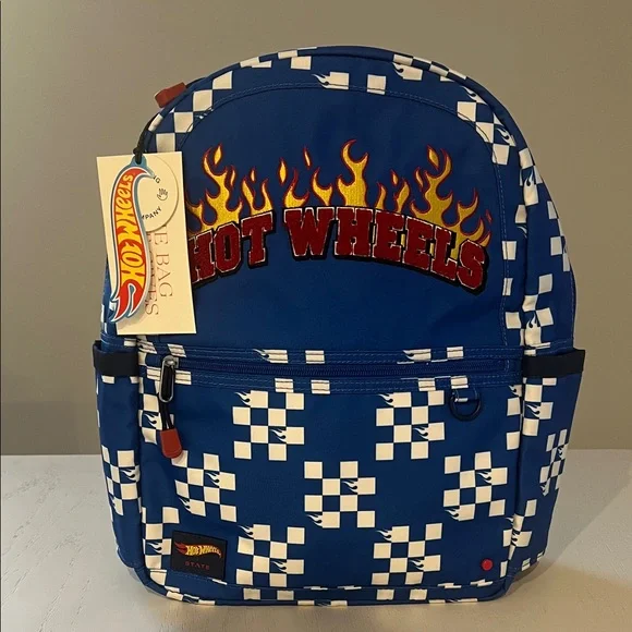 STATE Bags Kane Hot Wheels Check Blue and White Kids Backpack - Picture 7 of 10